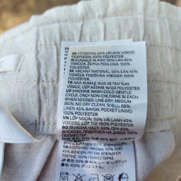 H&M | Beige Off-White Linen Blend Wide Leg Lightweight Pull On Summer Pants M - Picture 11 of 11